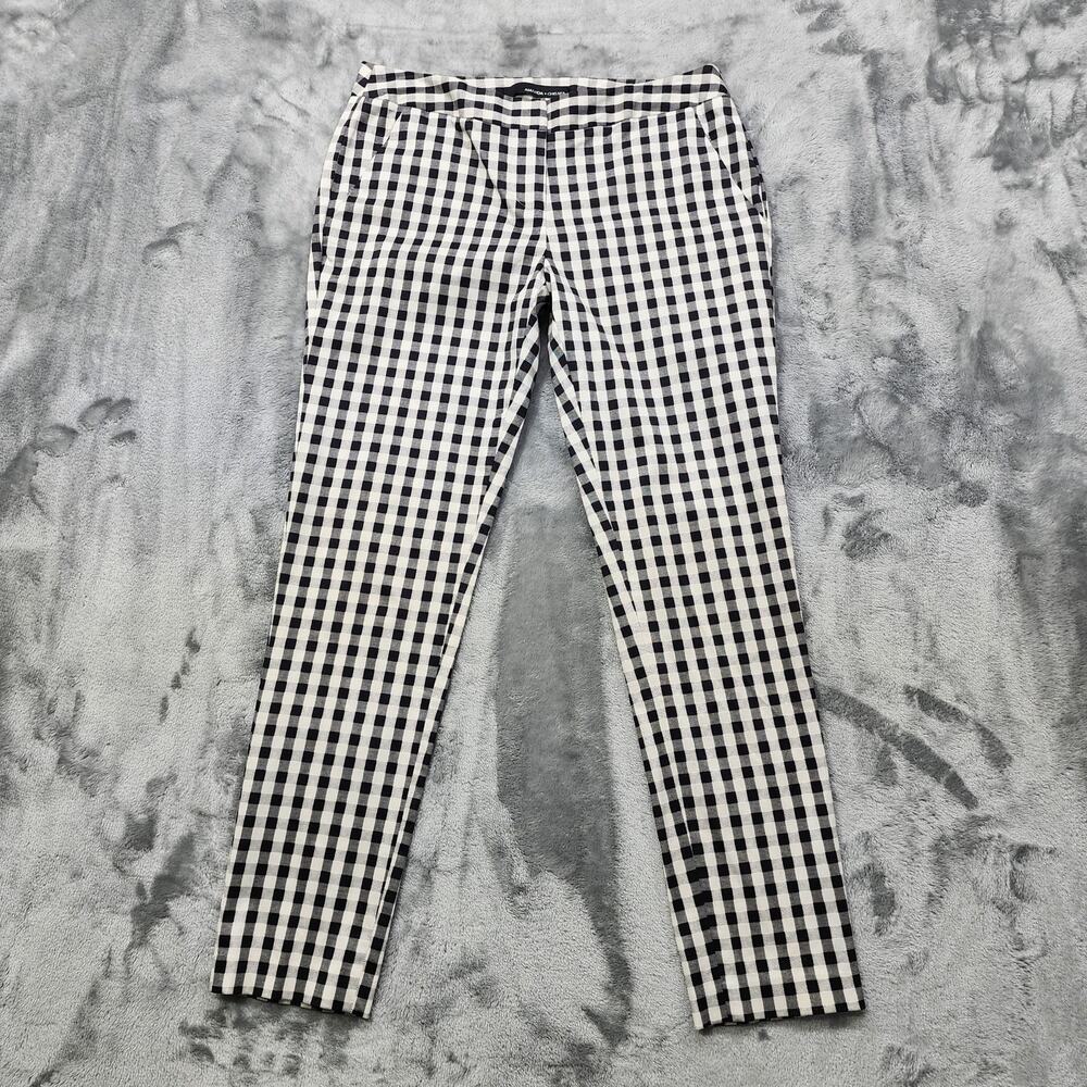 Amanda + Chelsea Pants Womens 2 Black White Check Gingham Ankle Low Rise Stretch